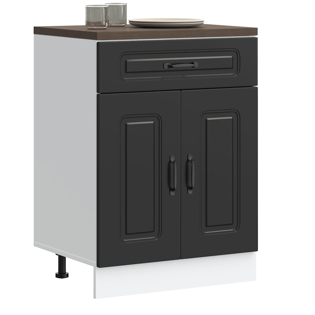 Kitchen Base Cabinet "Kalmar" Black Engineered Wood