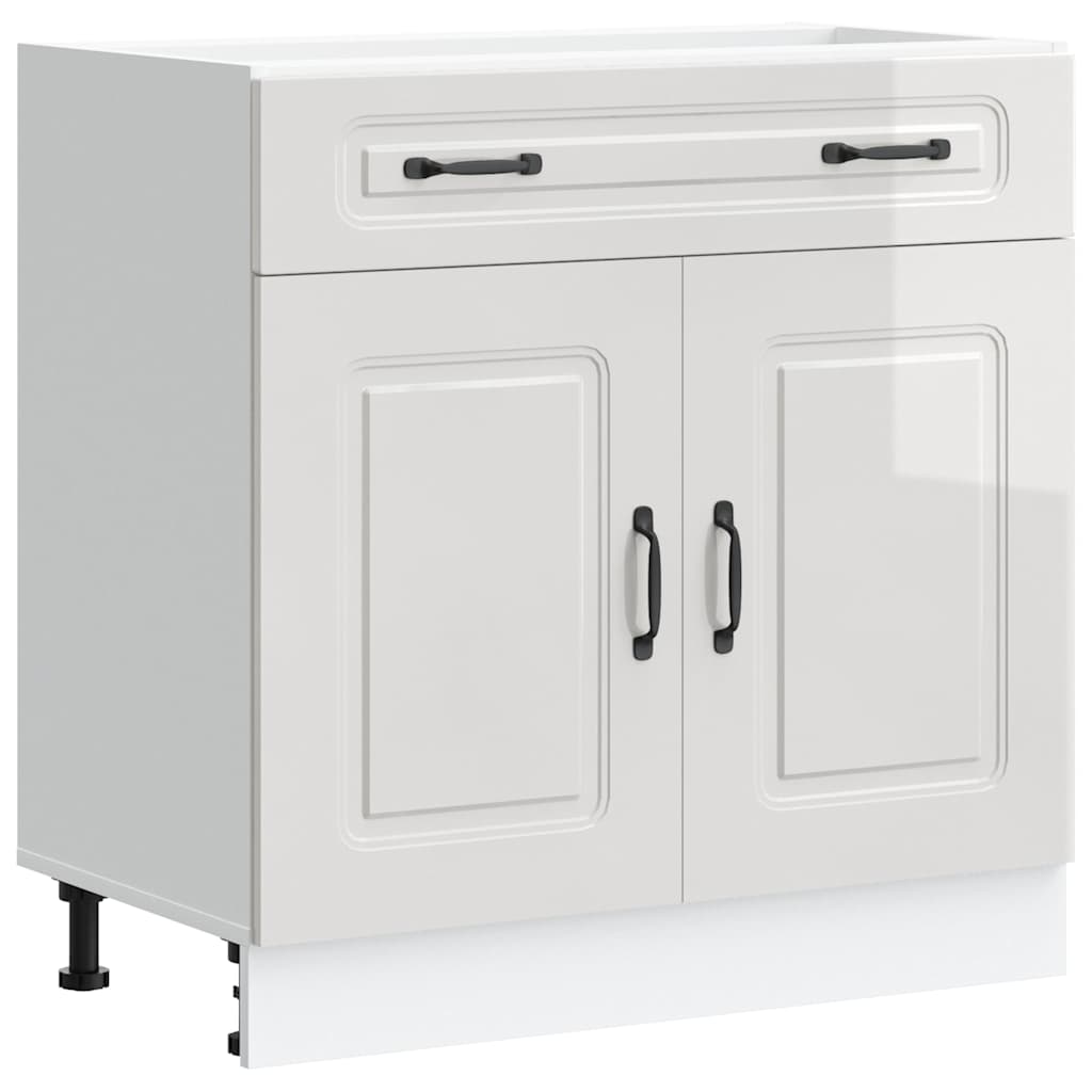 Kitchen Base Cabinet "Kalmar" High Gloss White Engineered Wood