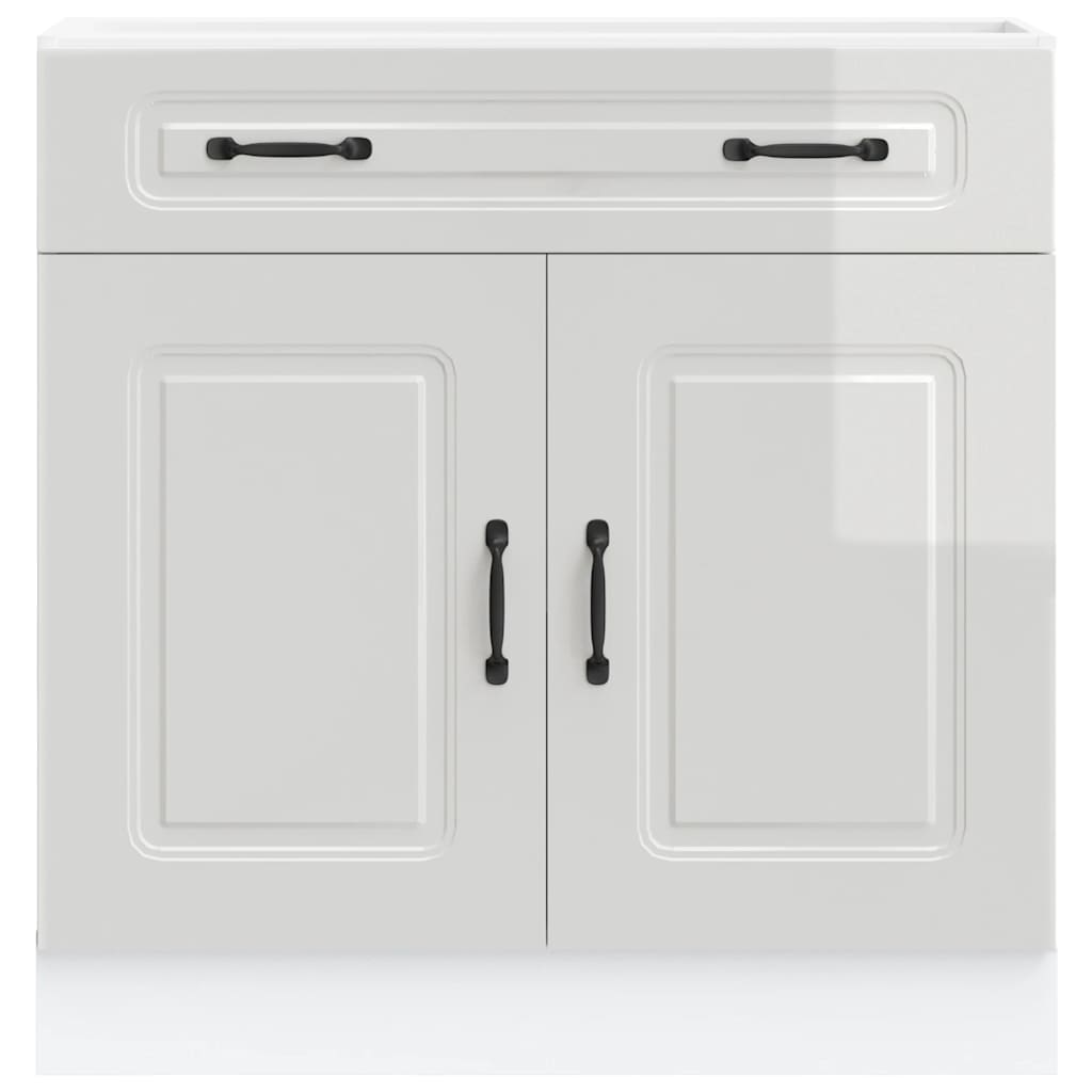 Kitchen Base Cabinet "Kalmar" High Gloss White Engineered Wood