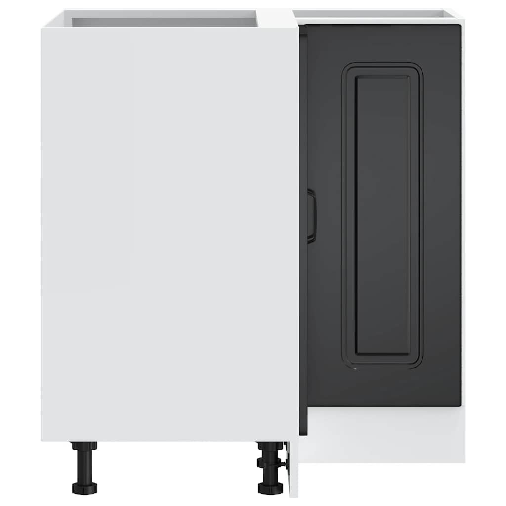 Kitchen Corner Base Cabinet "Kalmar" Black Engineered Wood