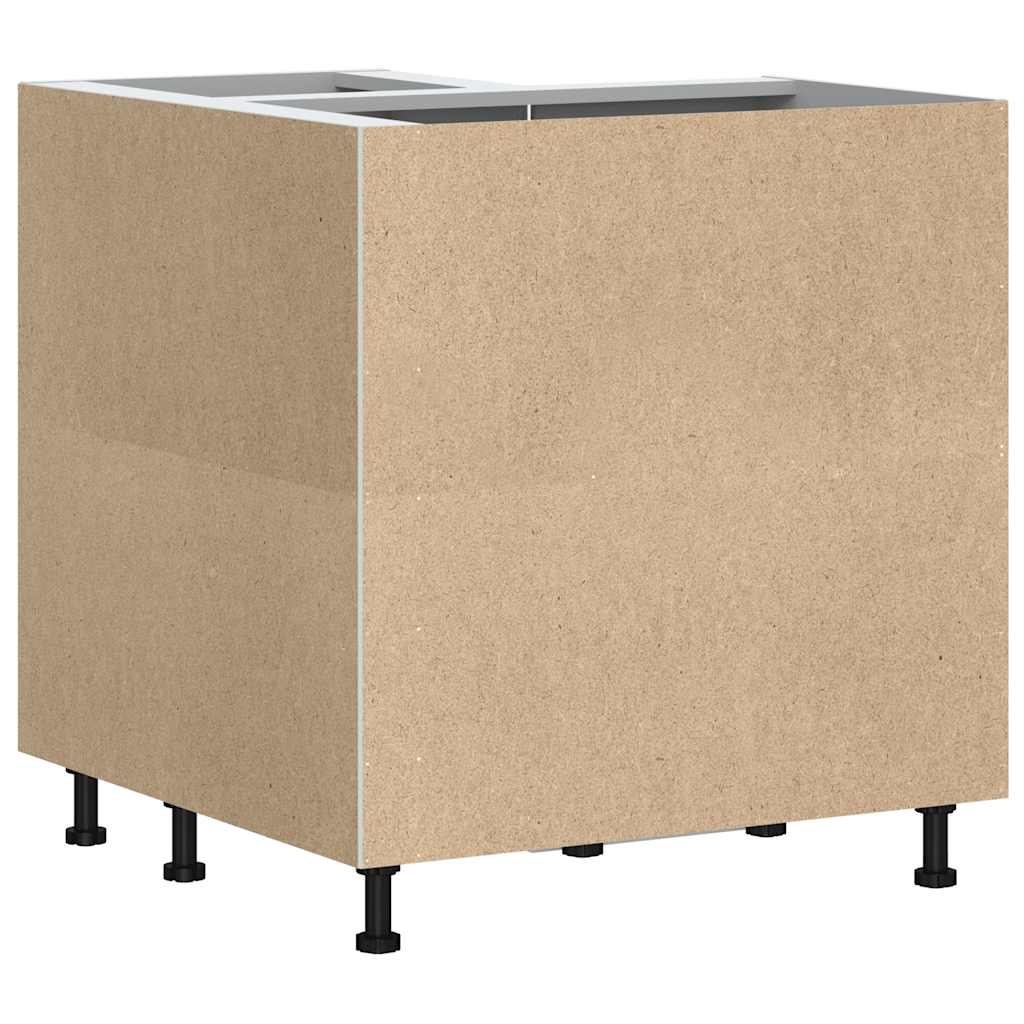 Kitchen Corner Base Cabinet "Kalmar" High Gloss White Engineered Wood