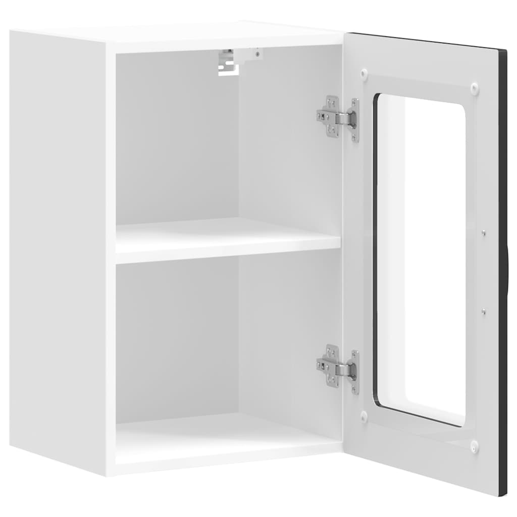 Kitchen Wall Cabinet with Glass Door "Kalmar" Black Engineered Wood