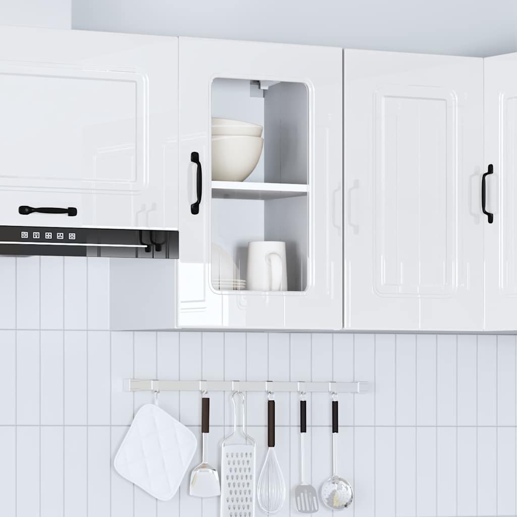 Kitchen Wall Cabinet with Glass Door "Kalmar" High Gloss White