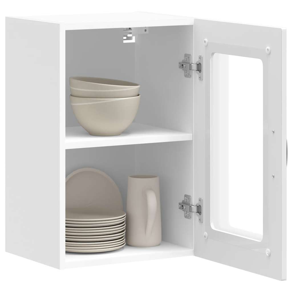 Kitchen Wall Cabinet with Glass Door "Kalmar" High Gloss White
