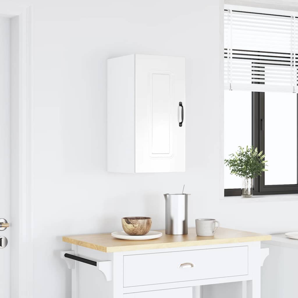 Kitchen Wall Cabinet "Kalmar" High Gloss White Engineered Wood