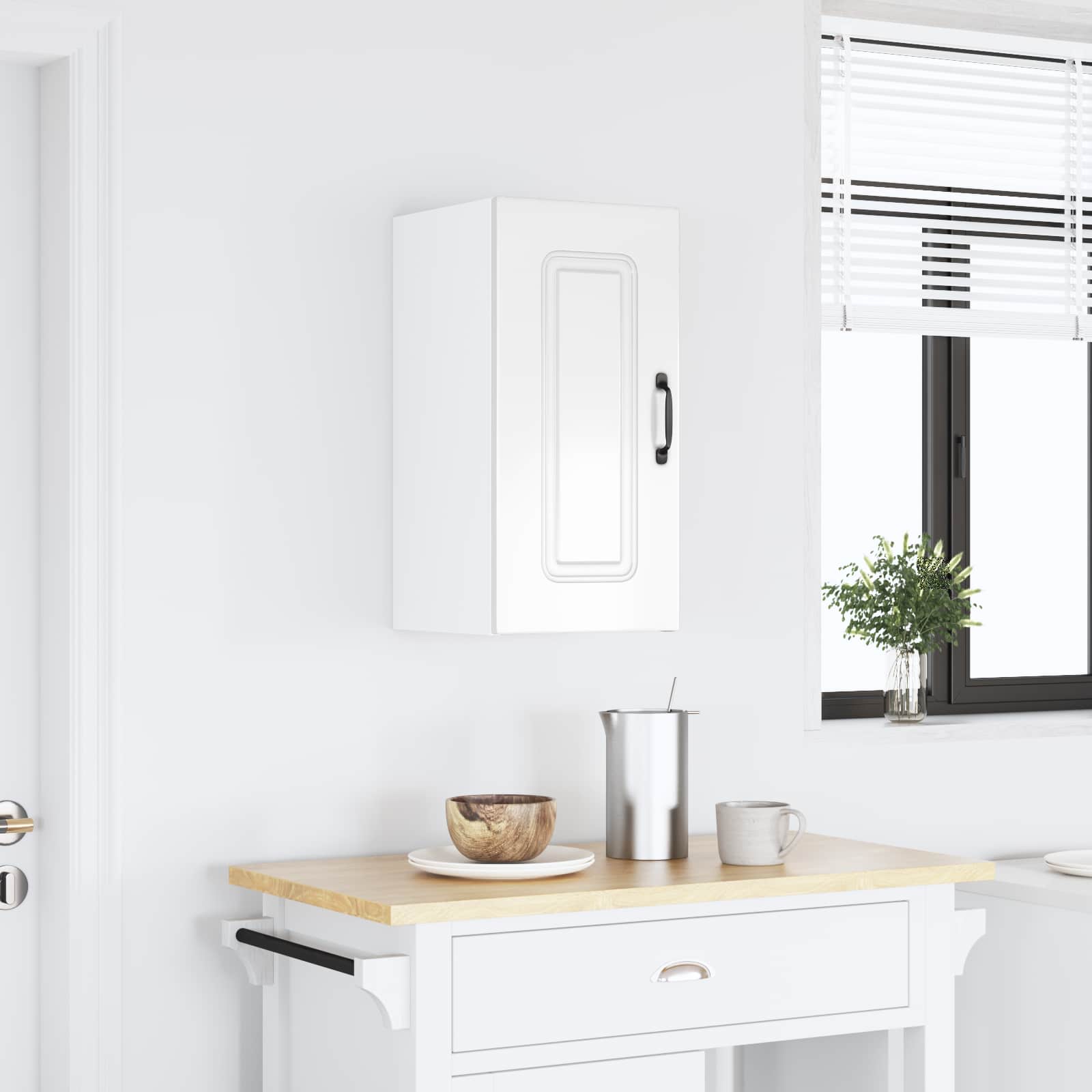 Kitchen Wall Cabinet "Kalmar" High Gloss White Engineered Wood