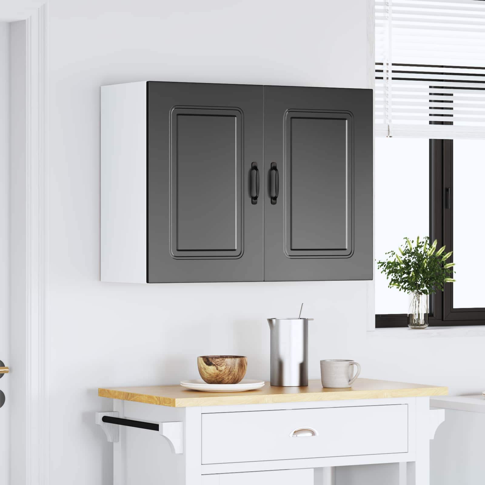 Kitchen Wall Cabinet "Kalmar" Black Engineered Wood