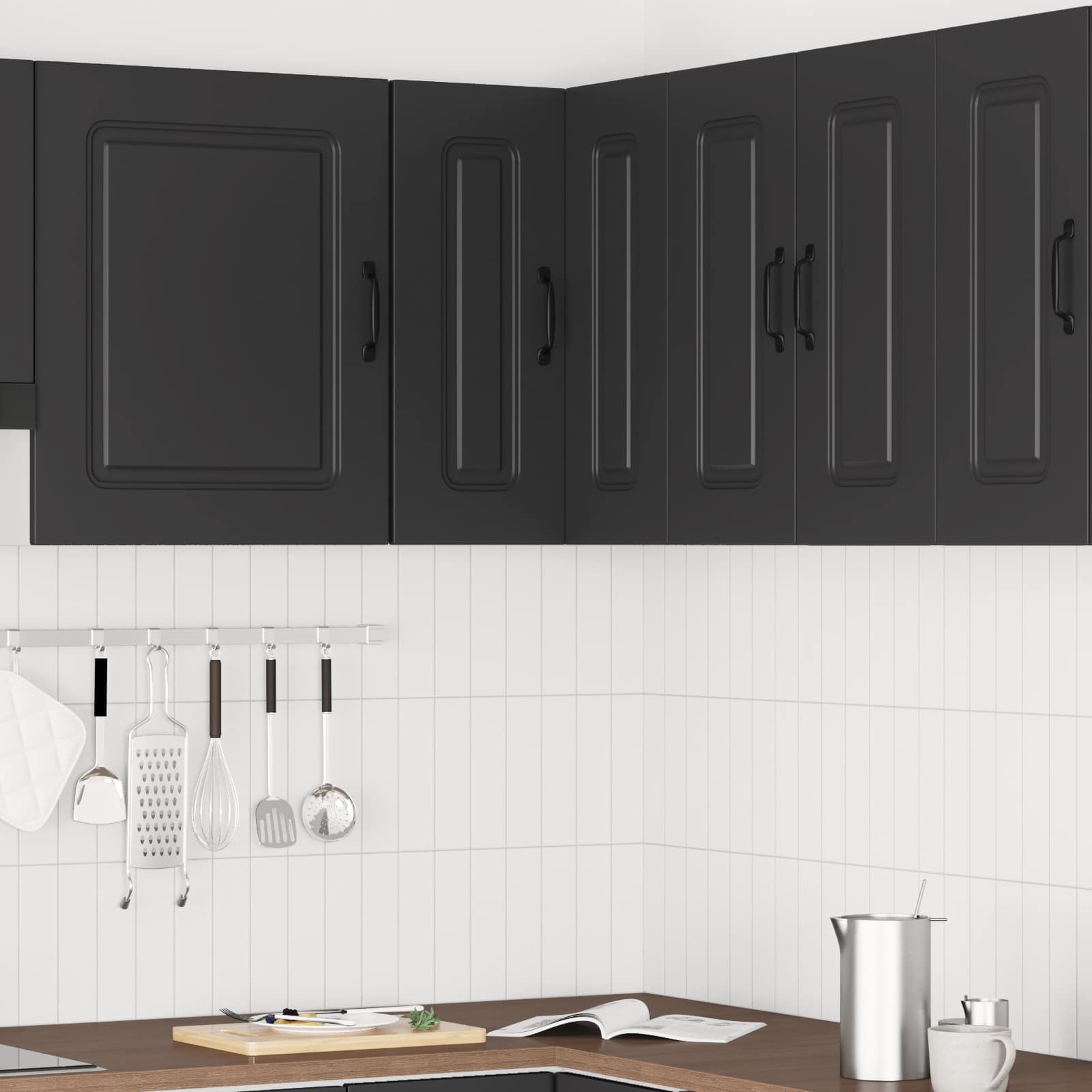 Kitchen Wall Corner Cabinet "Kalmar" Black Engineered Wood