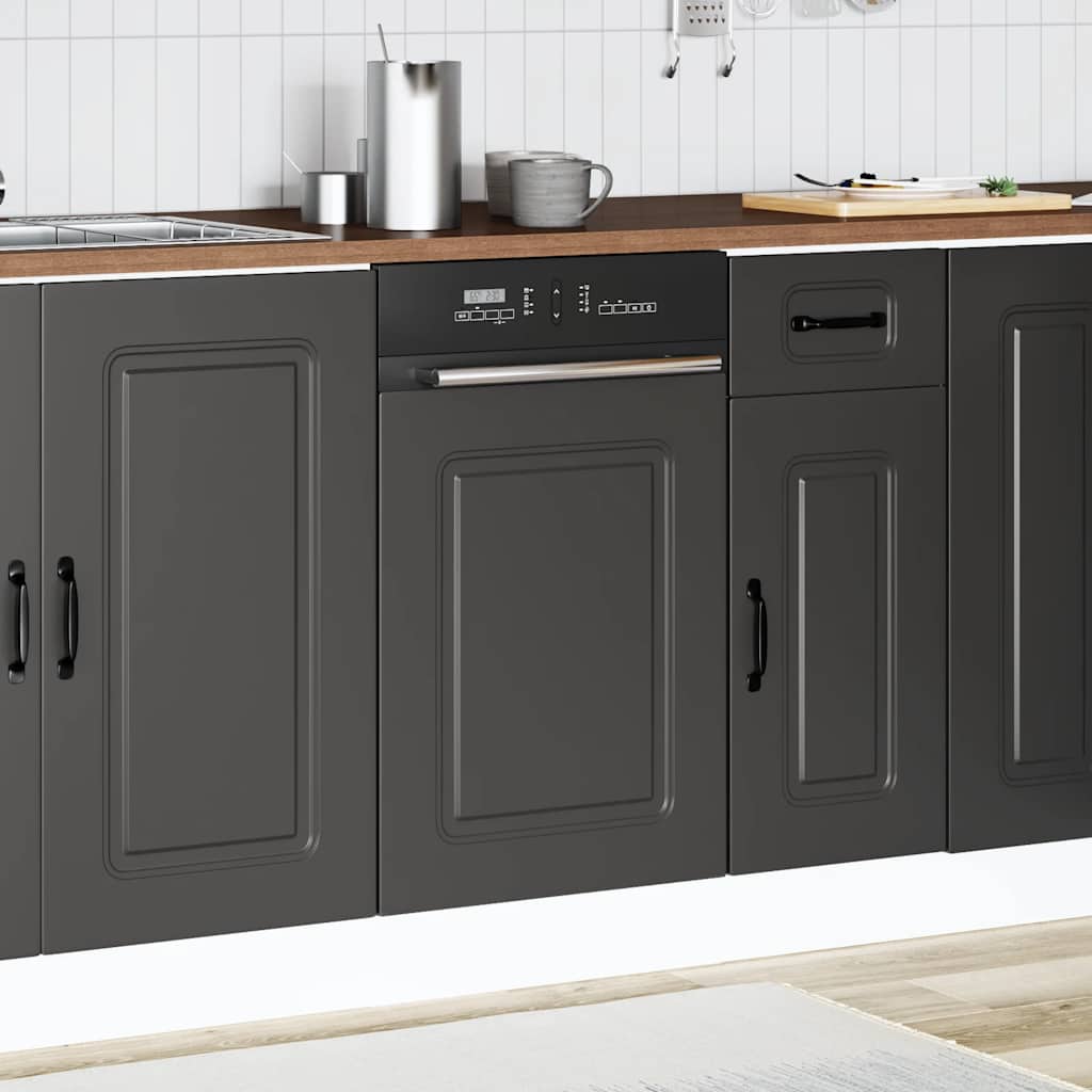 Dishwasher Panel "Kalmar" Black 45x1,5x67 cm Engineered Wood