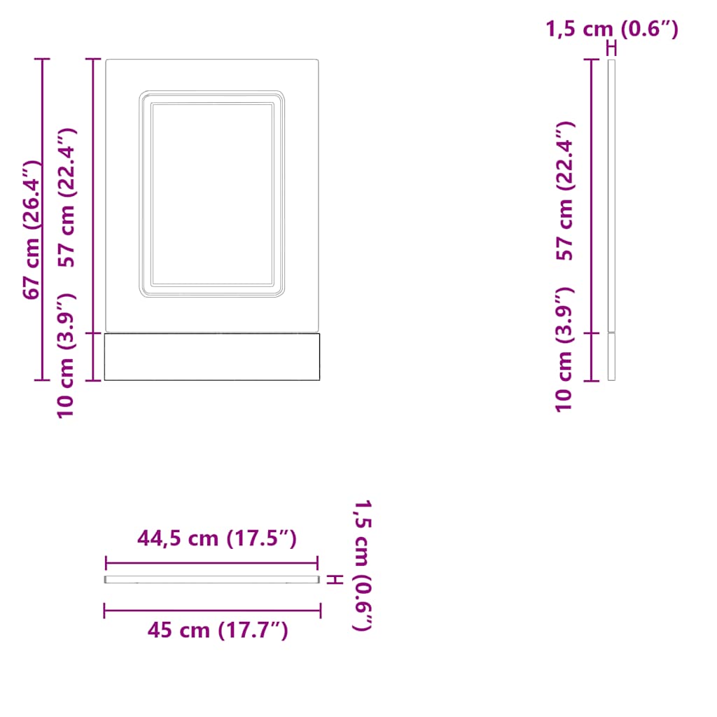 Dishwasher Panel "Kalmar" High Gloss White 45x1.5x57 cm