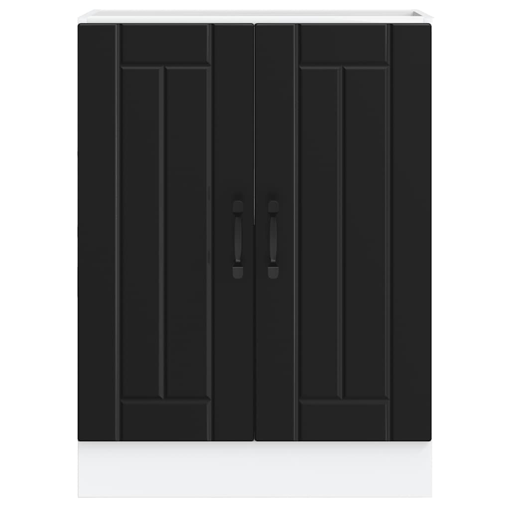 Sink Base Cabinet "Lucca" Black Engineered Wood