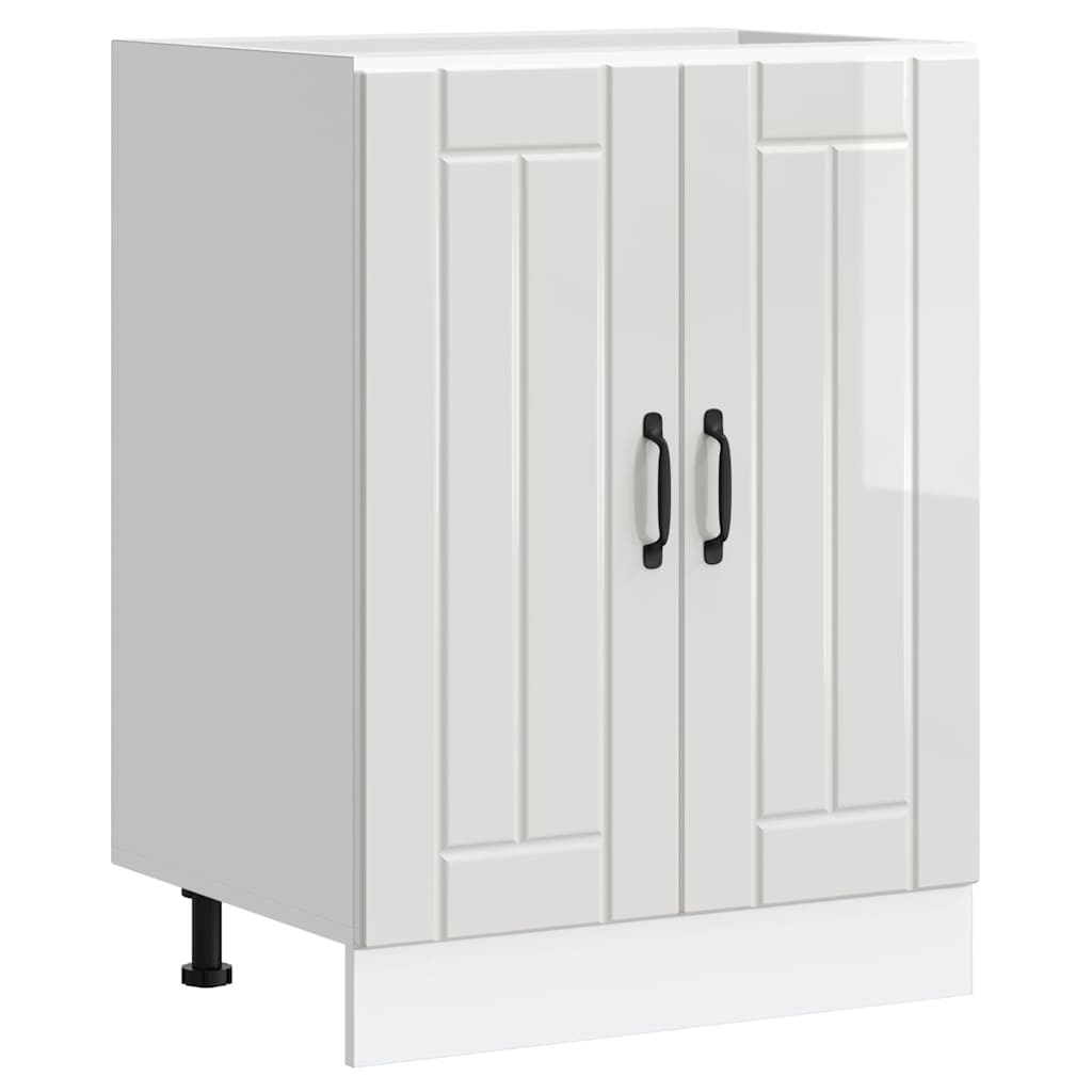 Sink Base Cabinet "Lucca" High Gloss White Engineered Wood