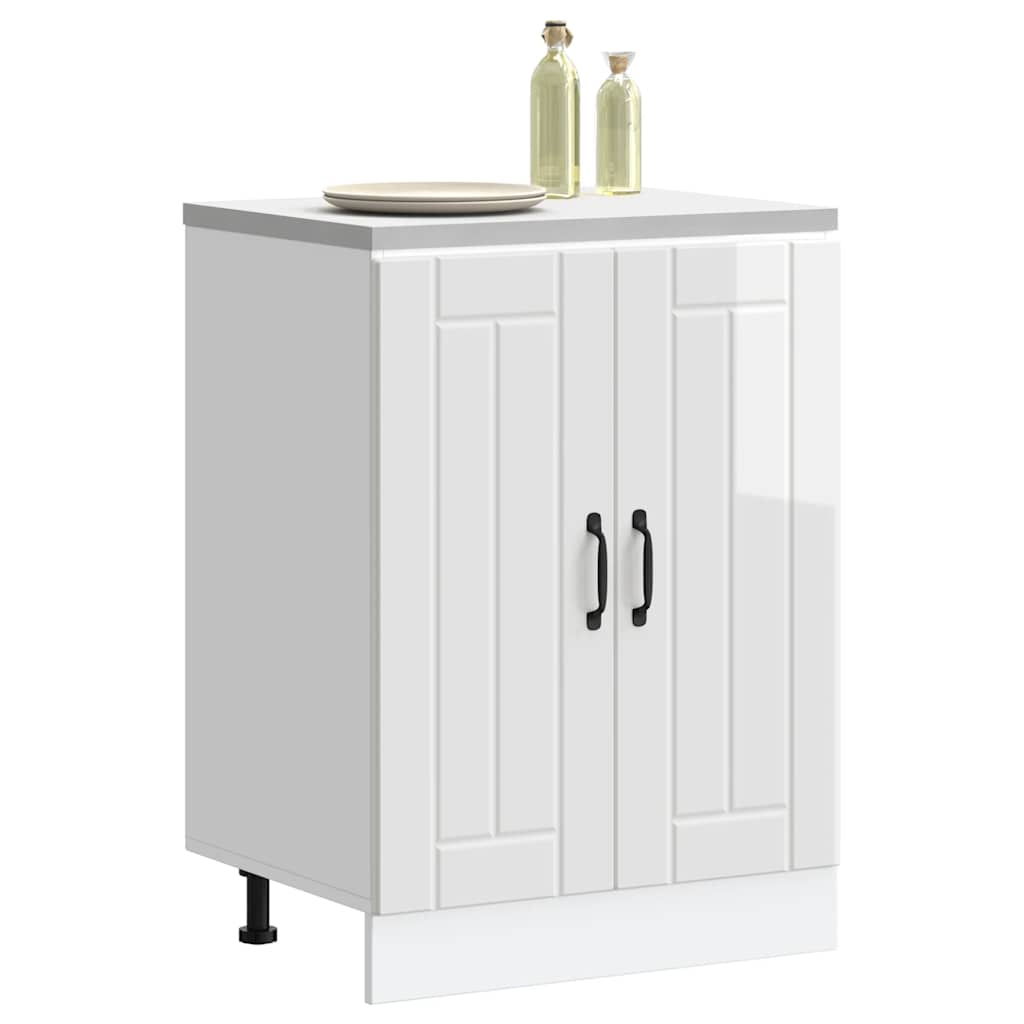 Sink Base Cabinet "Lucca" High Gloss White Engineered Wood