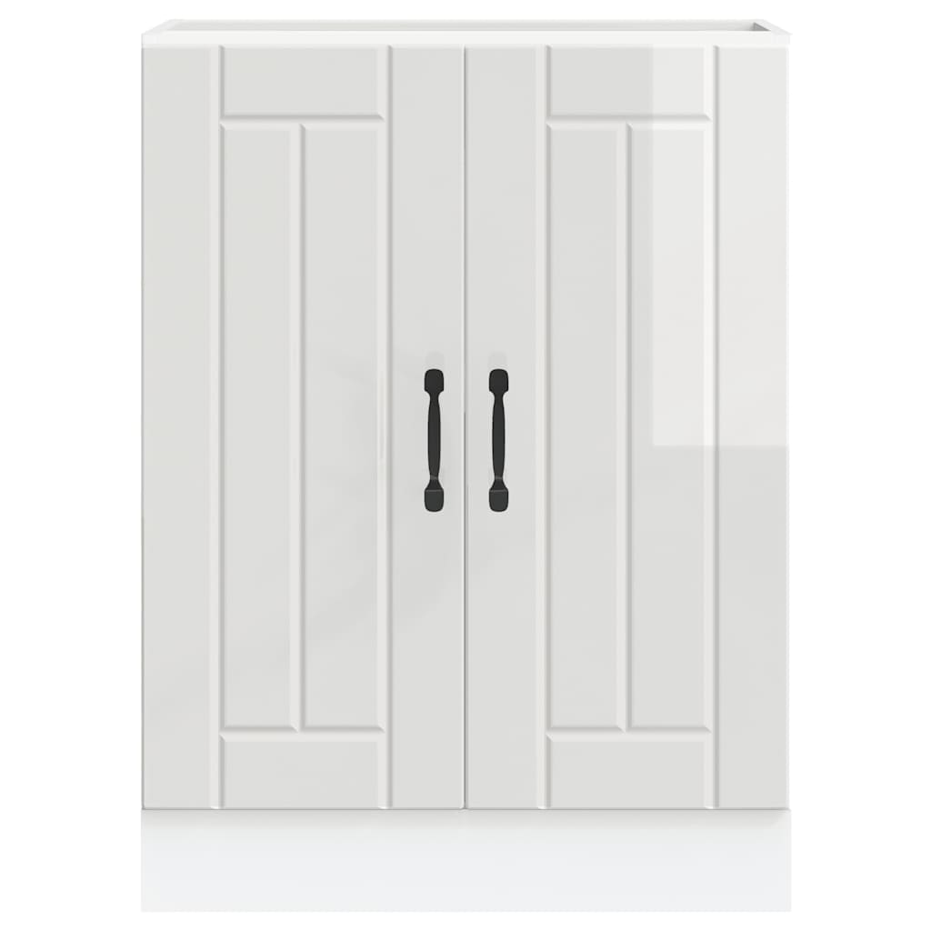 Sink Base Cabinet "Lucca" High Gloss White Engineered Wood