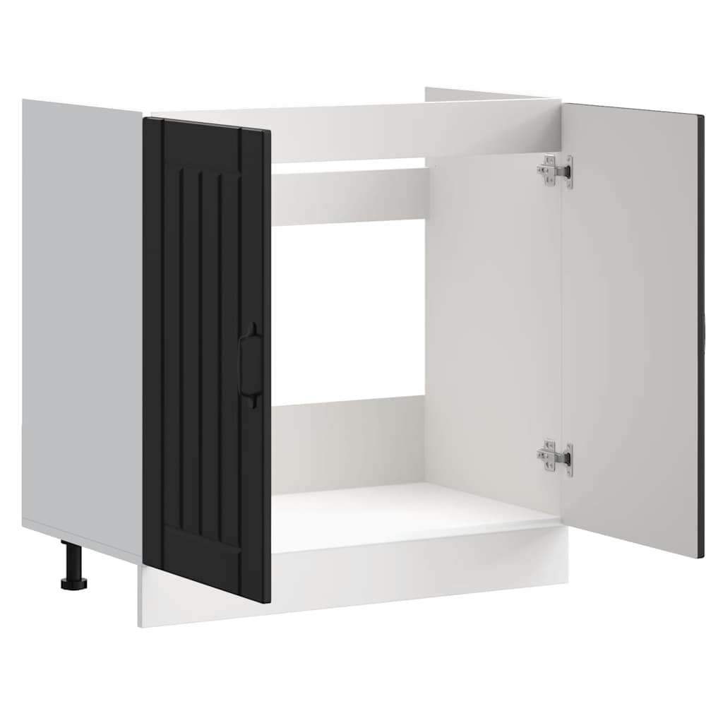 Sink Base Cabinet "Lucca" Black Engineered Wood