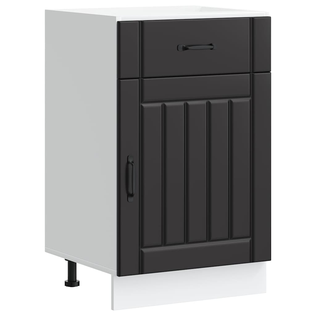 Kitchen Base Cabinet "Lucca" Black Engineered Wood