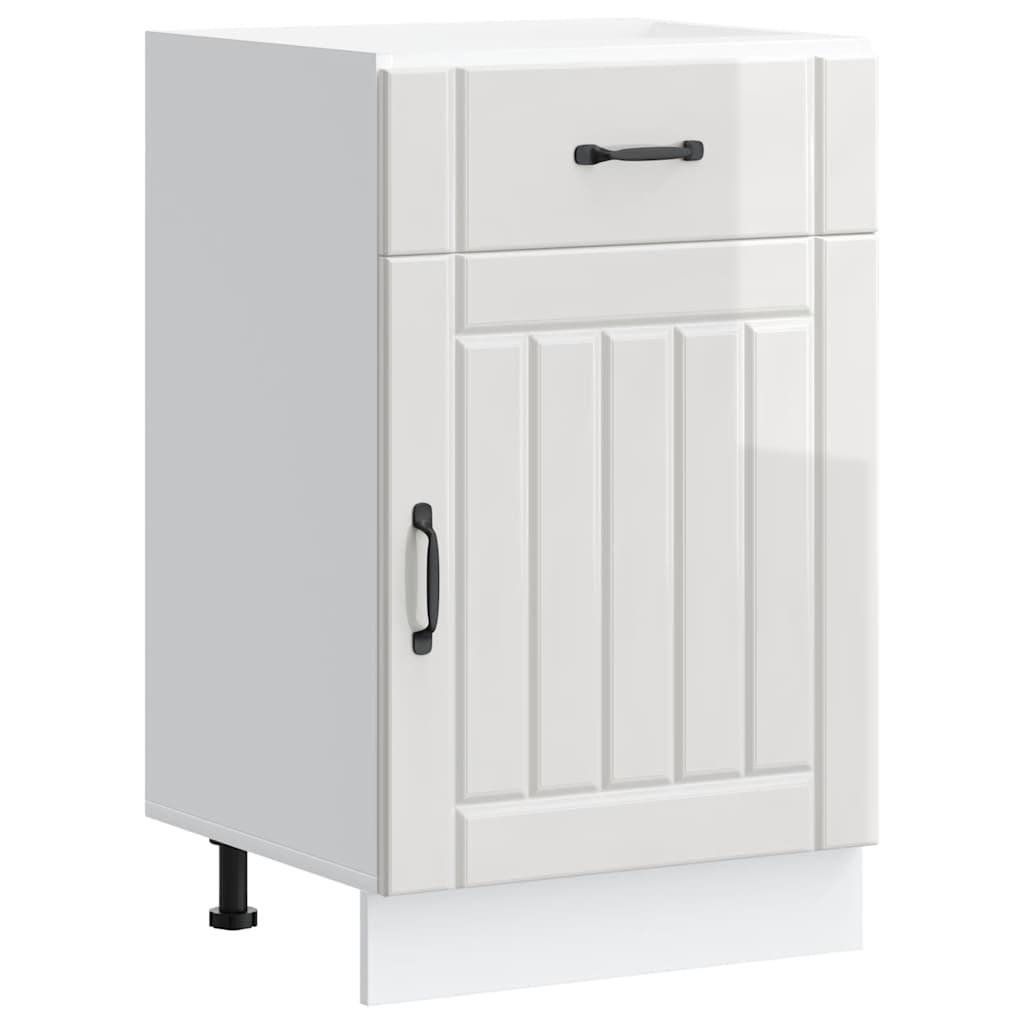 Kitchen Base Cabinet "Lucca" High Gloss White Engineered Wood