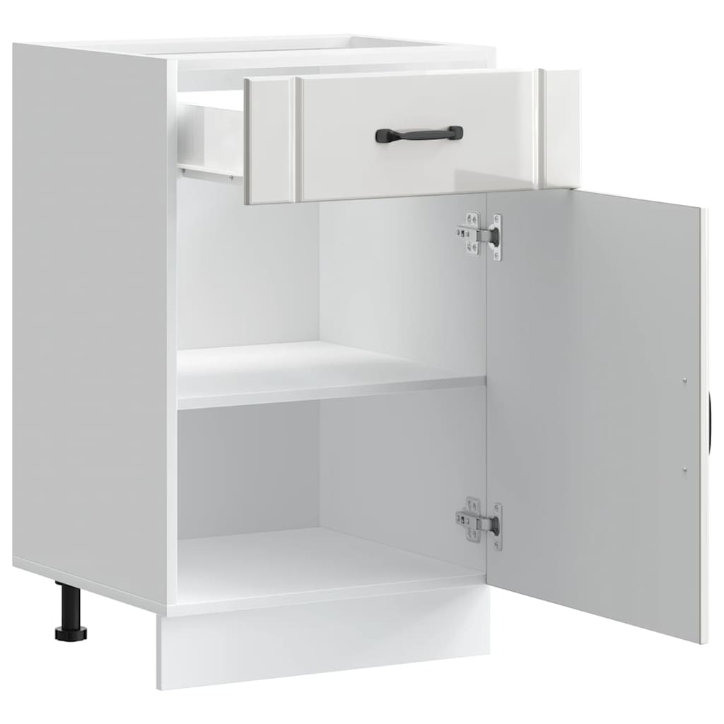 Kitchen Base Cabinet "Lucca" High Gloss White Engineered Wood