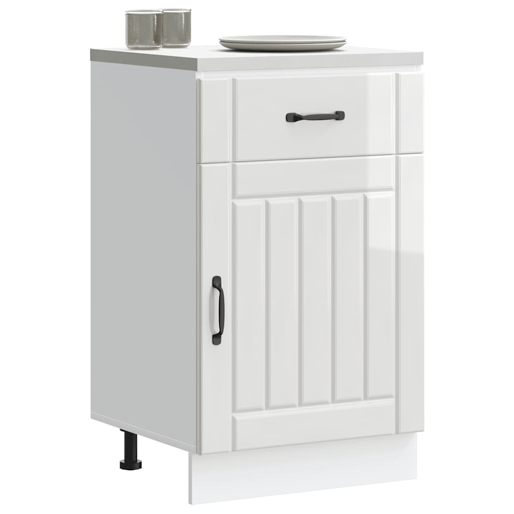 Kitchen Base Cabinet "Lucca" High Gloss White Engineered Wood