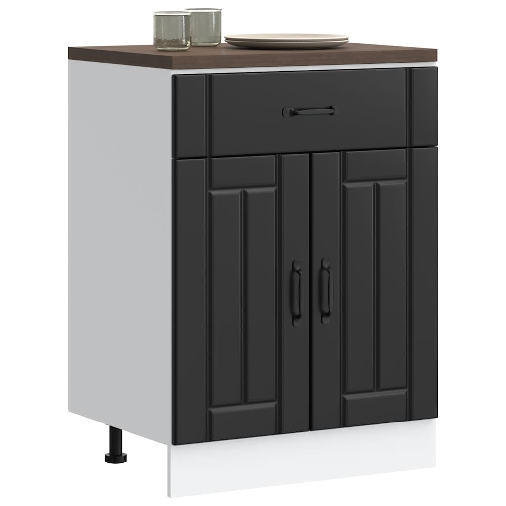 Kitchen Base Cabinet "Lucca" Black Engineered Wood