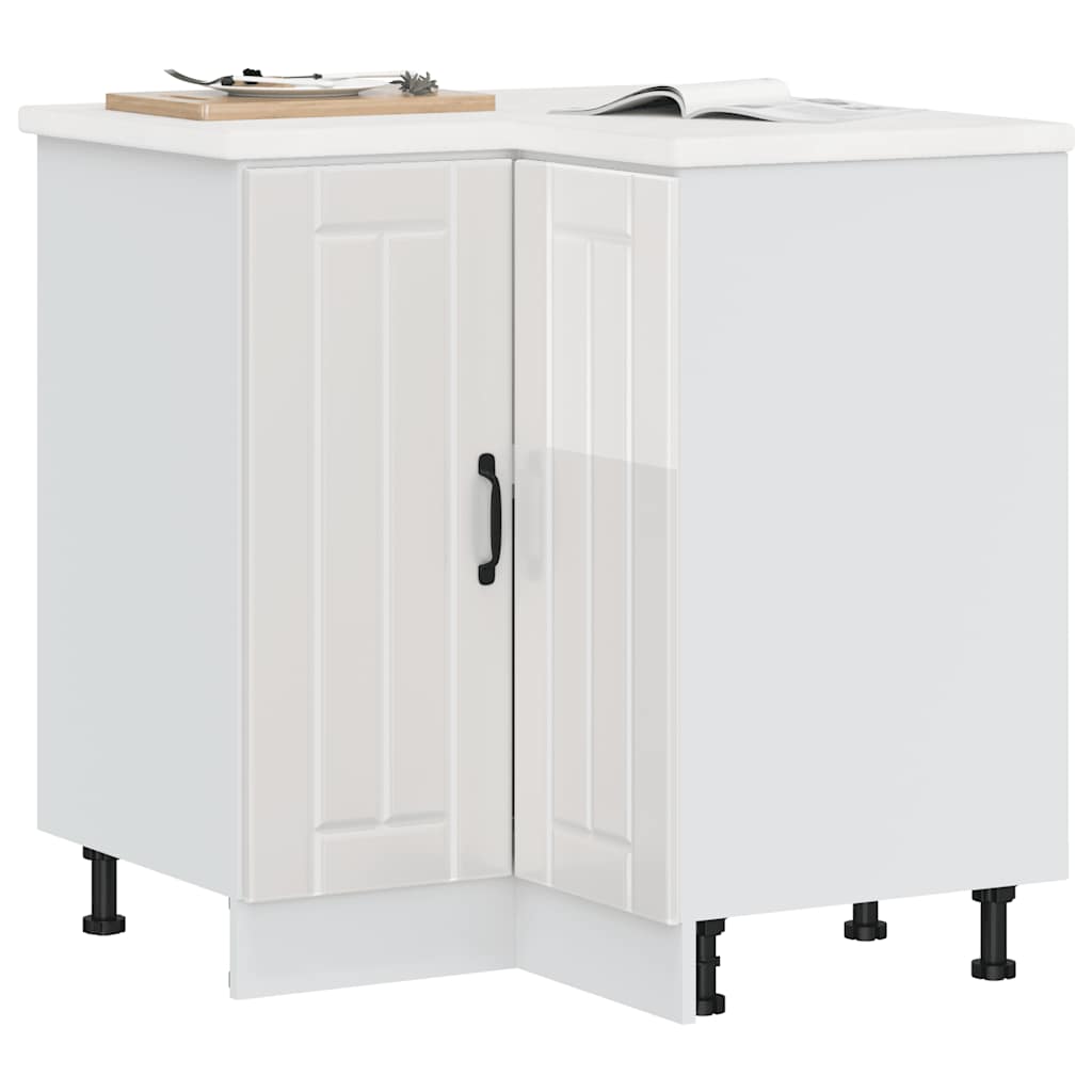 Kitchen Corner Base Cabinet "Lucca" High Gloss White Engineered Wood
