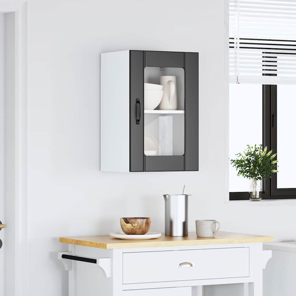 Kitchen Wall Cabinet with Glass Door "Lucca" Black