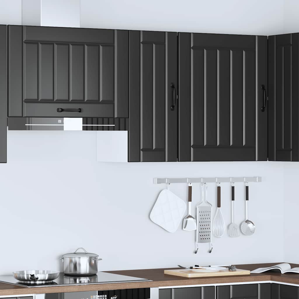 Kitchen Wall Cabinet "Lucca" Black Engineered Wood