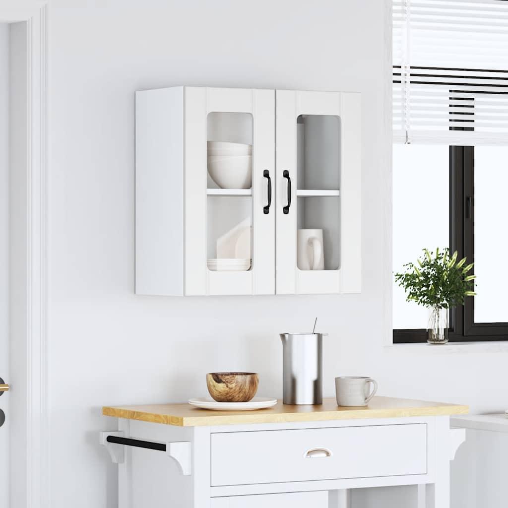 Kitchen Wall Cabinet with Glass Door Lucca White Engineered Wood