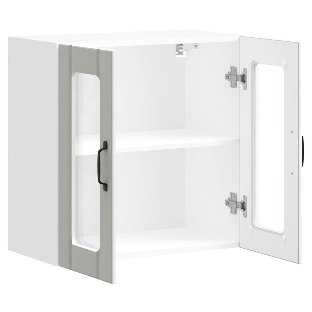 Kitchen Wall Cabinet with Glass Door Lucca White Engineered Wood
