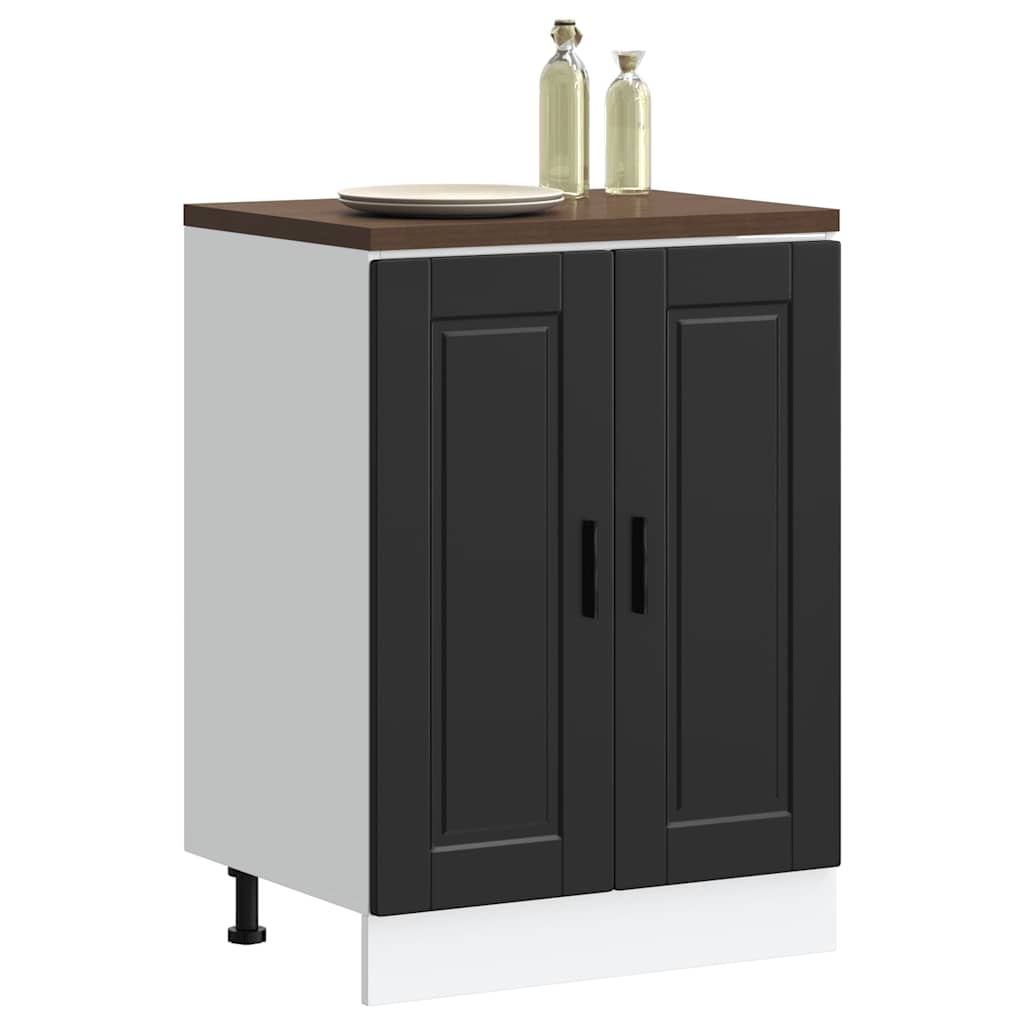 Kitchen Base Cabinet "Porto" Black Engineered Wood