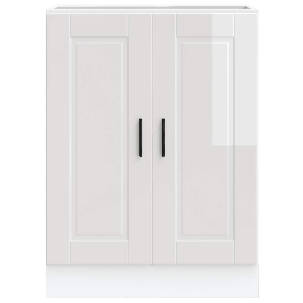 Kitchen Base Cabinet "Porto" High Gloss White Engineered Wood