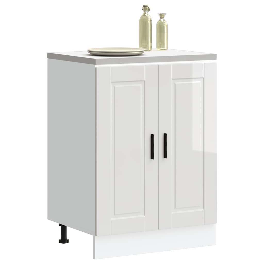 Kitchen Base Cabinet "Porto" High Gloss White Engineered Wood