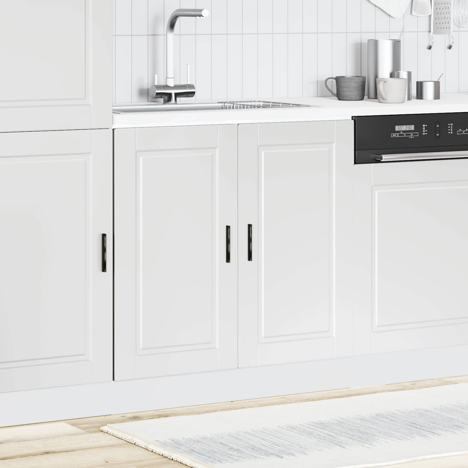 Sink Base Cabinet Porto White 80x46x81.5 cm Engineered Wood