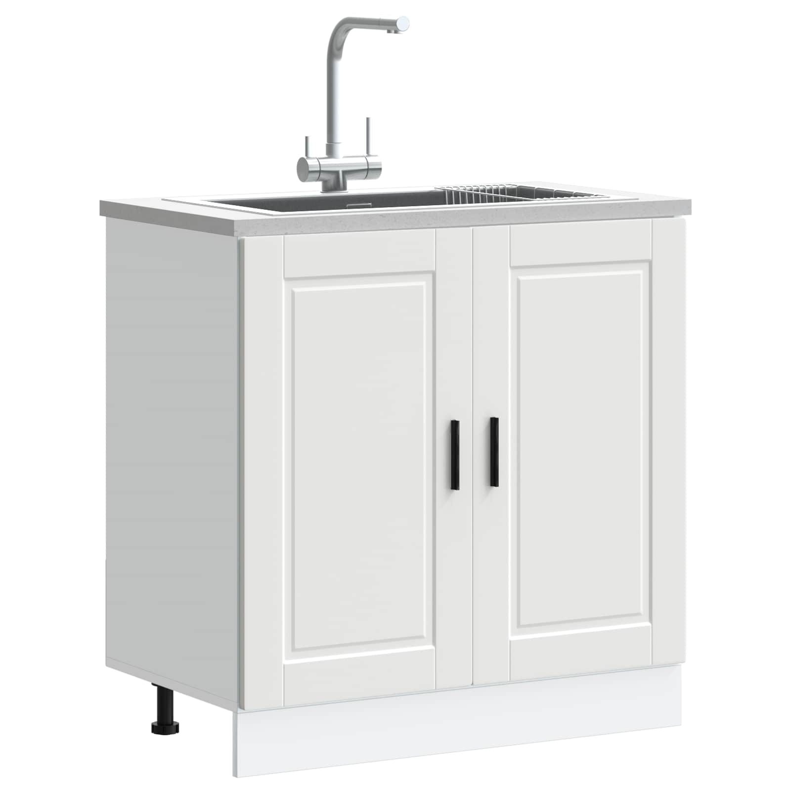 Sink Base Cabinet Porto White 80x46x81.5 cm Engineered Wood