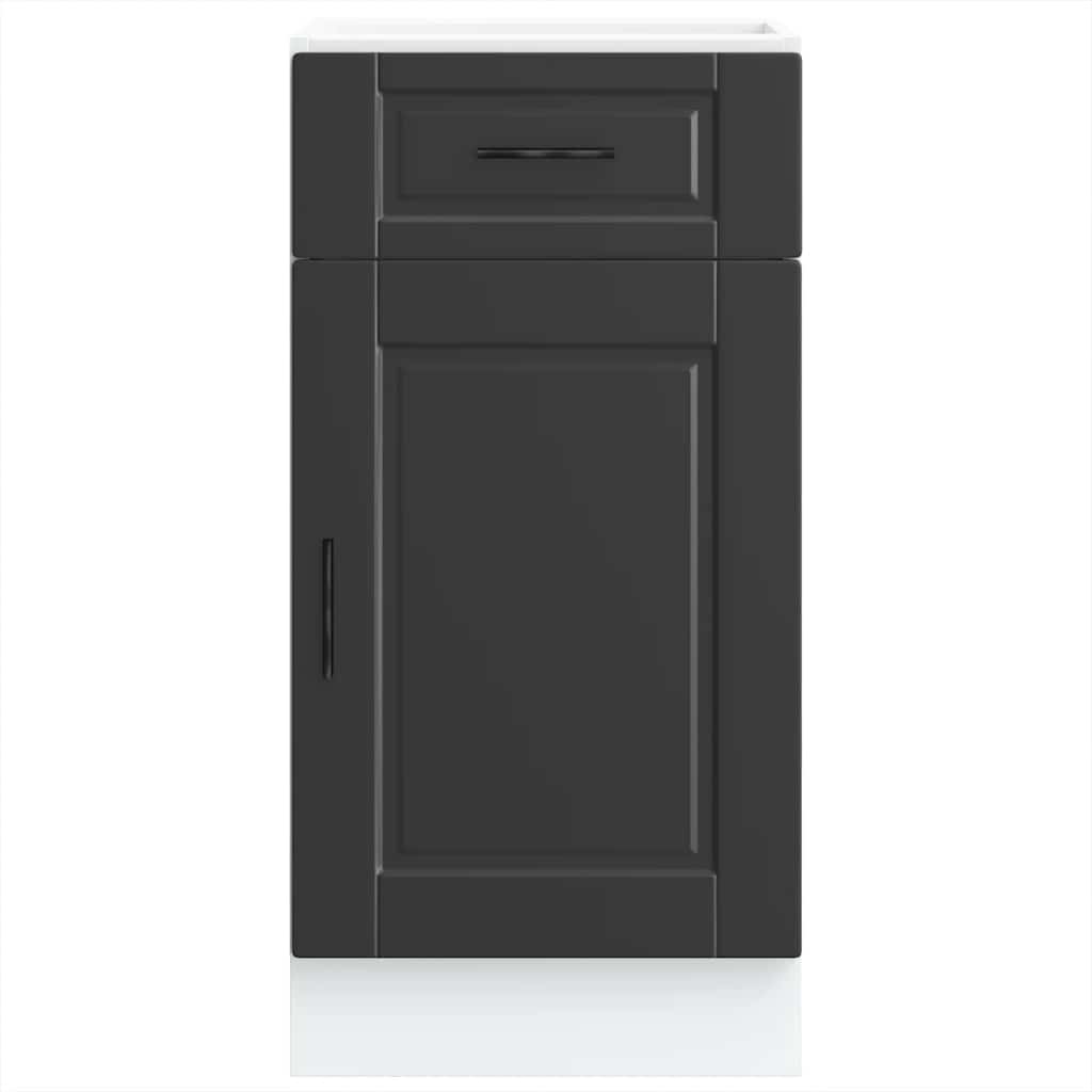 Kitchen Base Cabinet "Porto" Black Engineered Wood