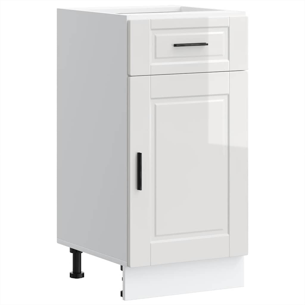 Kitchen Base Cabinet "Porto" High Gloss White Engineered Wood