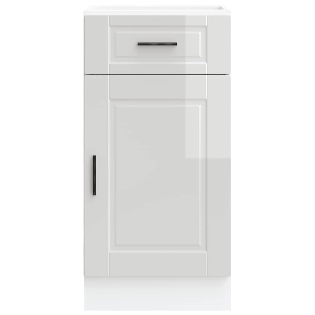 Kitchen Base Cabinet "Porto" High Gloss White Engineered Wood