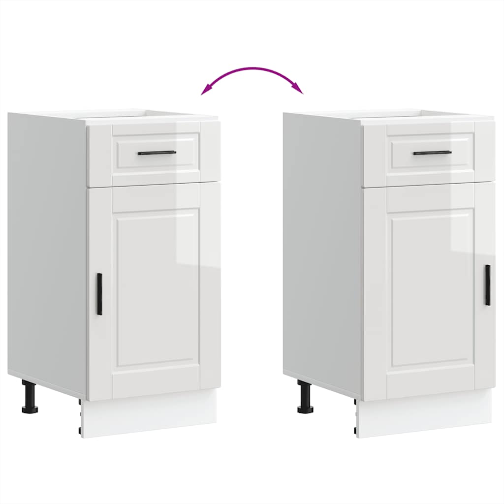 Kitchen Base Cabinet "Porto" High Gloss White Engineered Wood