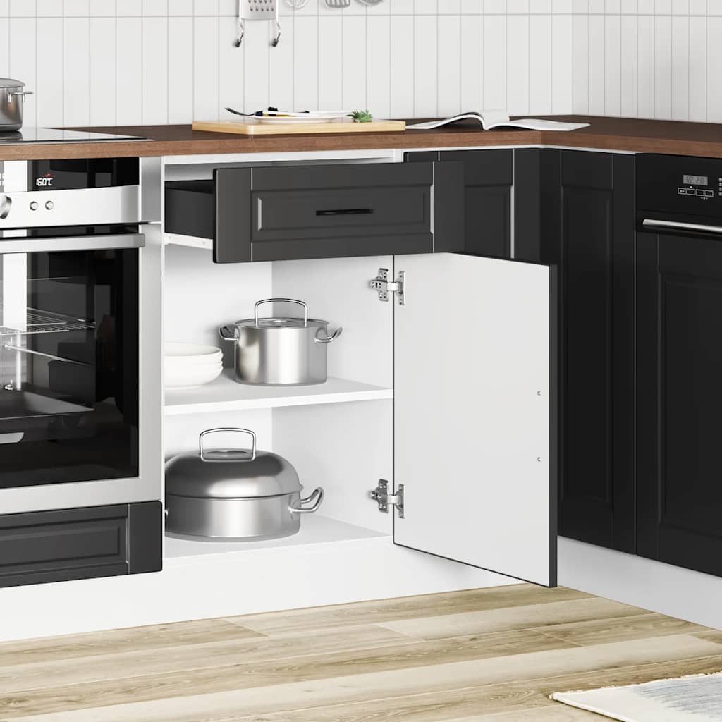 Kitchen Base Cabinet "Porto" Black Engineered Wood