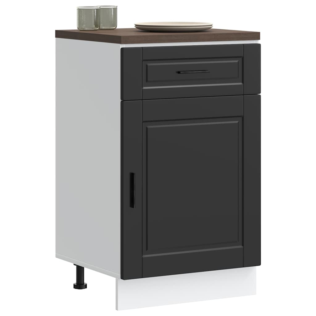 Kitchen Base Cabinet "Porto" Black Engineered Wood