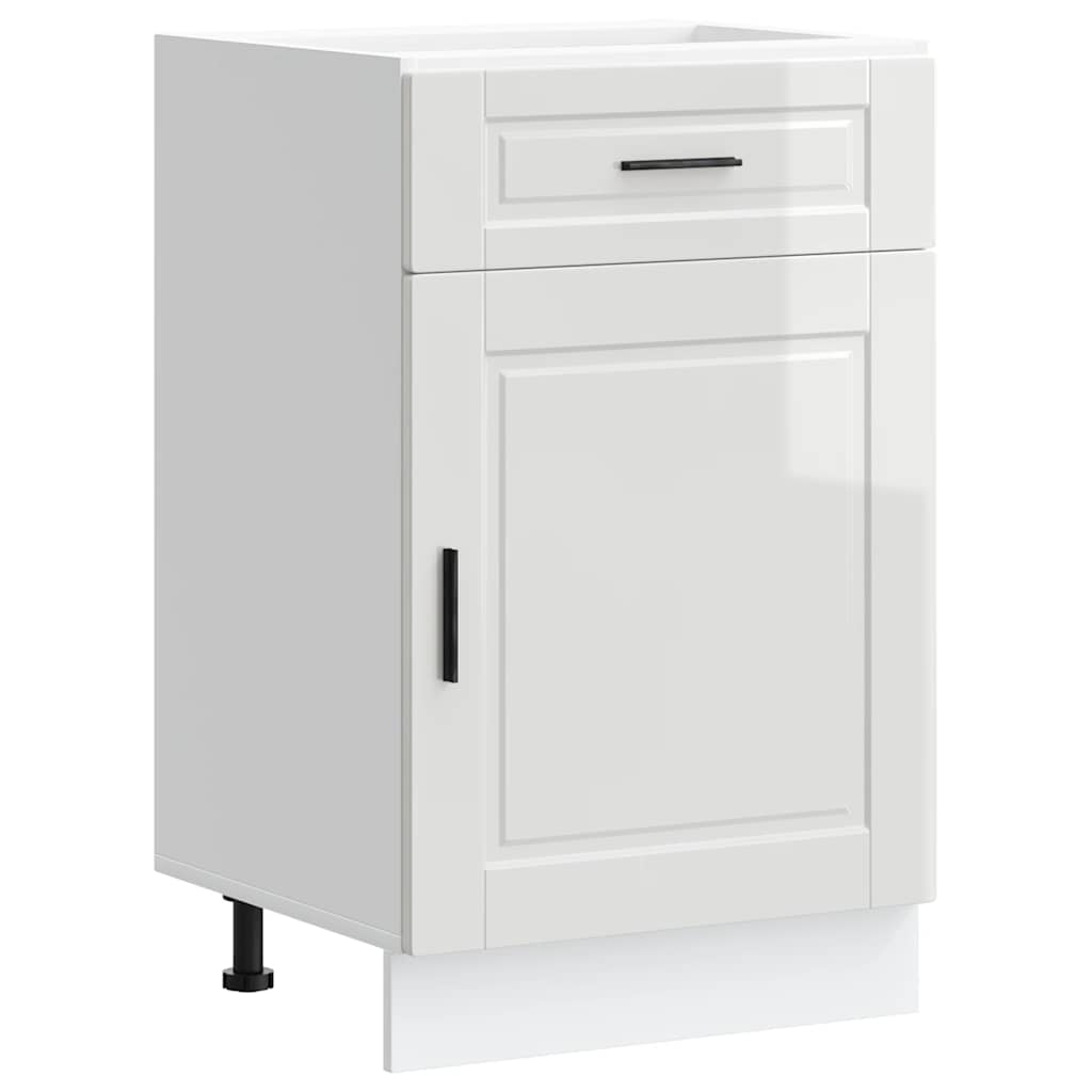 Kitchen Base Cabinet "Porto" High Gloss White Engineered Wood