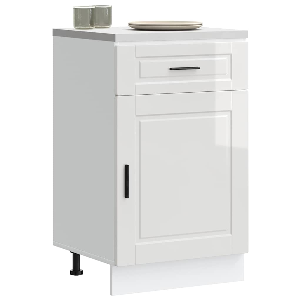 Kitchen Base Cabinet "Porto" High Gloss White Engineered Wood