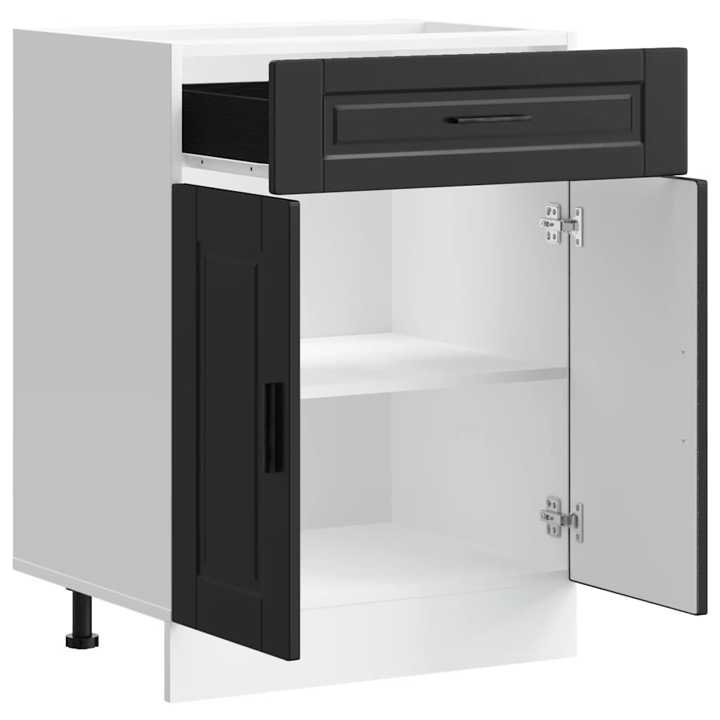 Kitchen Base Cabinet "Porto" Black Engineered Wood