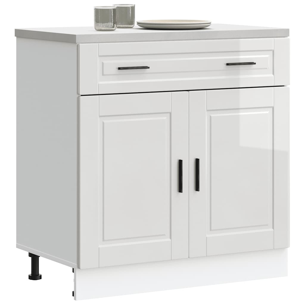 Kitchen Base Cabinet "Porto" High Gloss White Engineered Wood