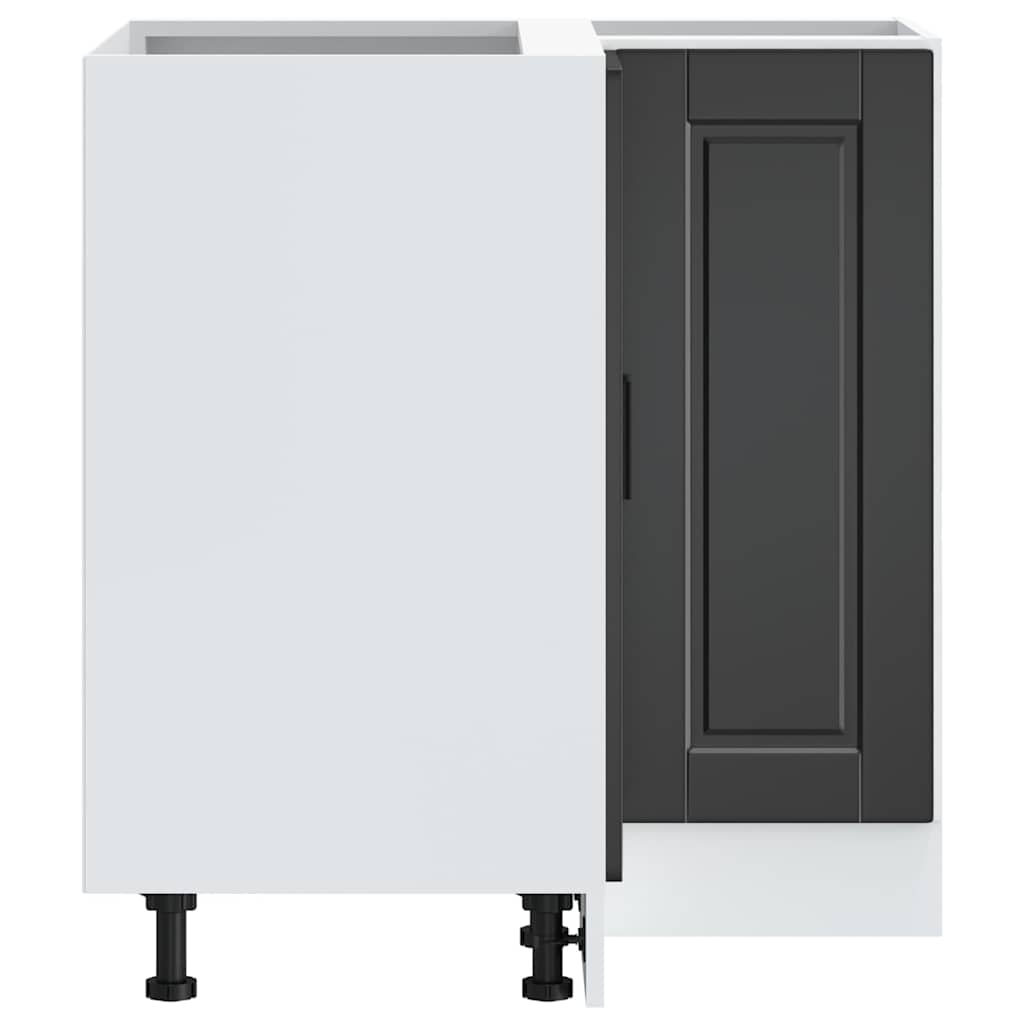 Kitchen Corner Base Cabinet "Porto" Black Engineered Wood