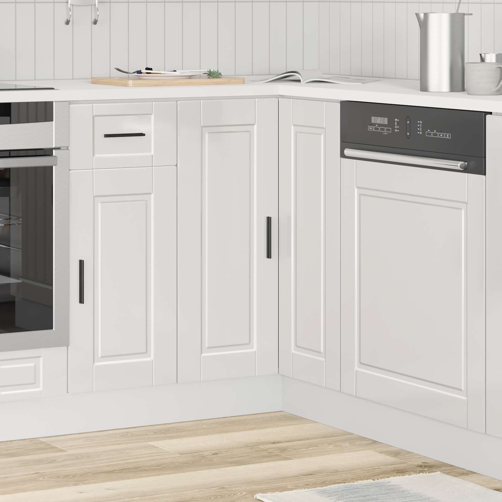 Kitchen Corner Base Cabinet "Porto" High Gloss White