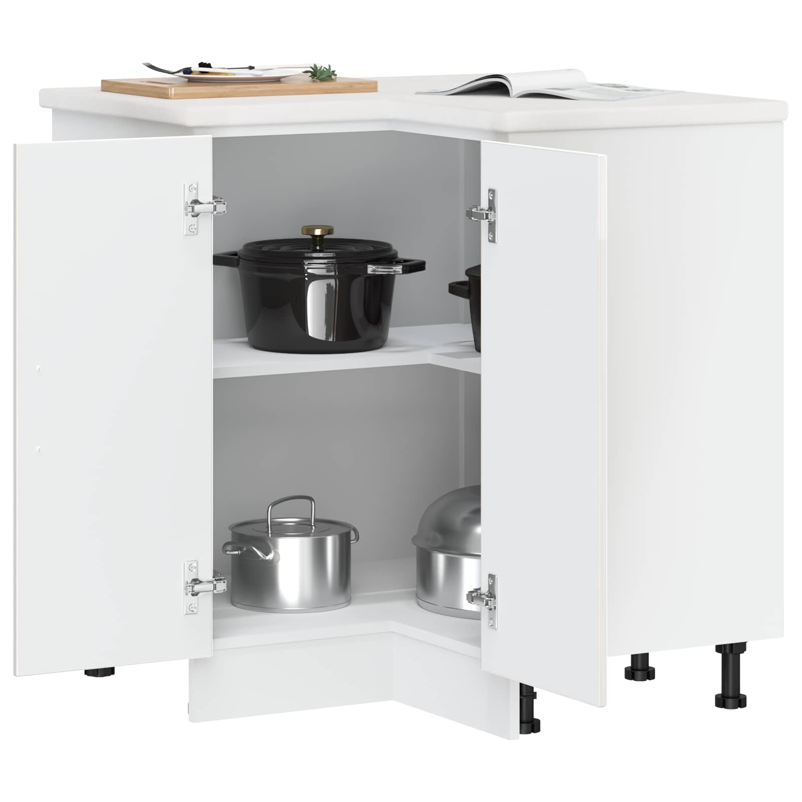 Kitchen Corner Base Cabinet "Porto" High Gloss White
