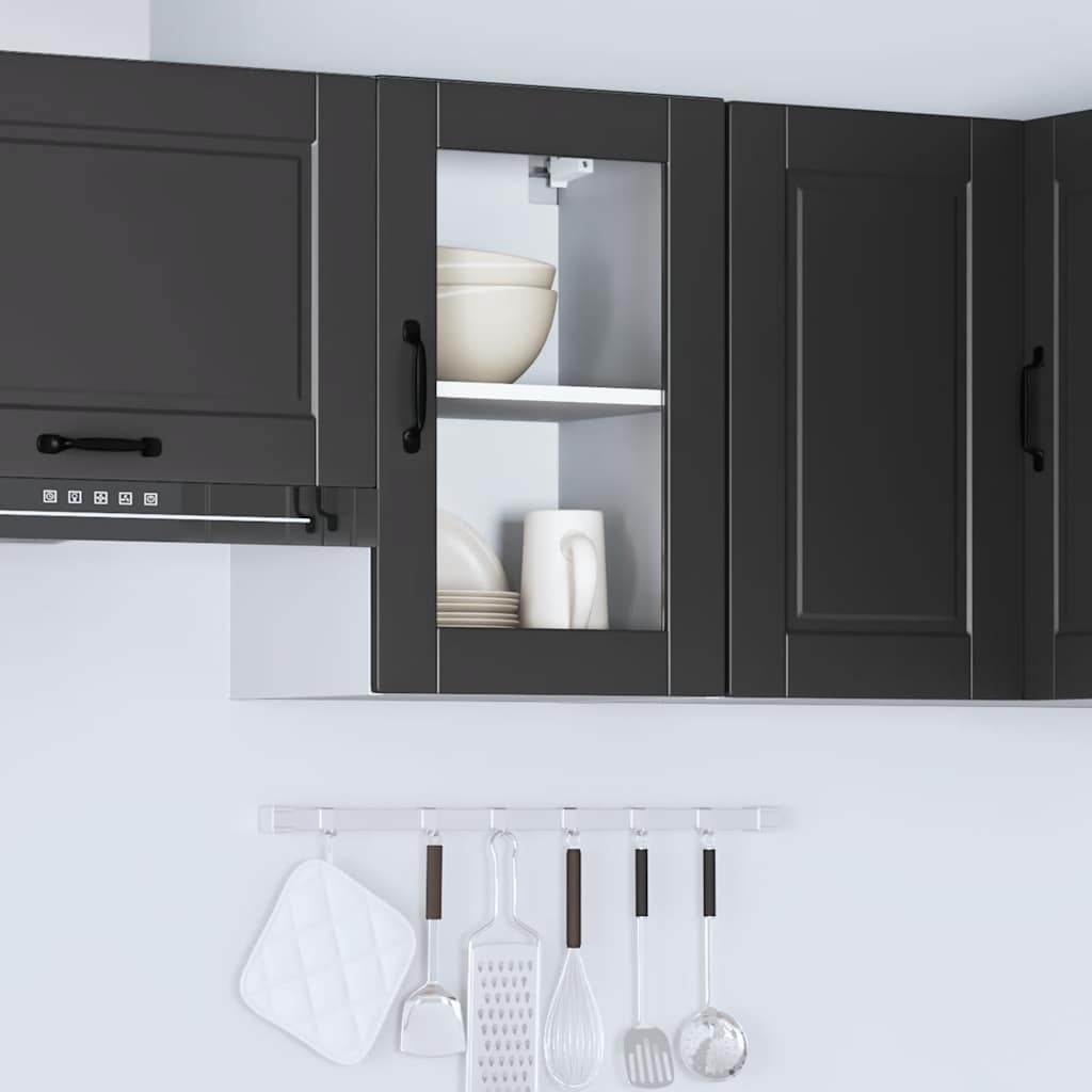 Kitchen Wall Cabinet with Glass Door "Porto" Black
