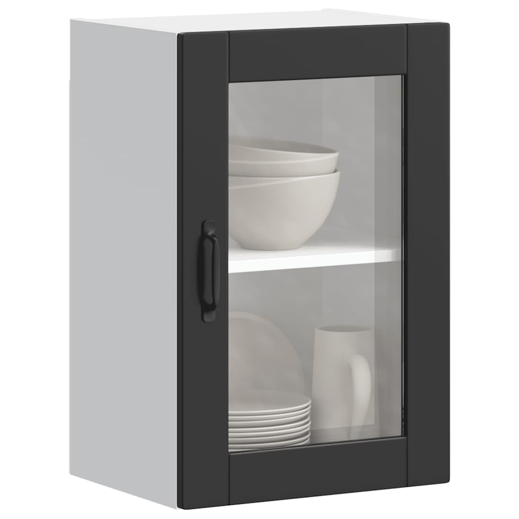 Kitchen Wall Cabinet with Glass Door "Porto" Black