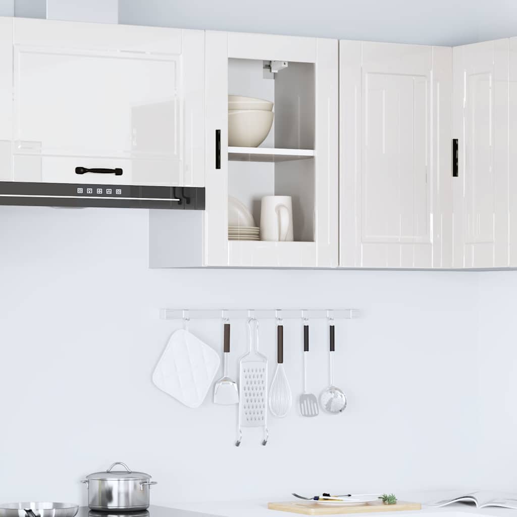 Kitchen Wall Cabinet with Glass Door "Porto" High Gloss White